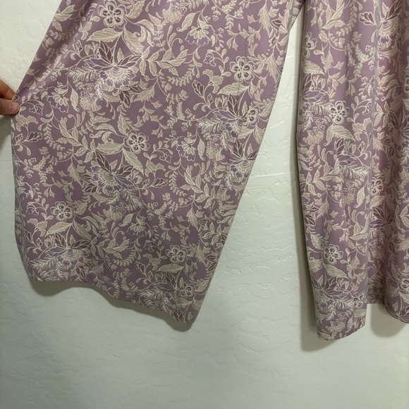 Wayf Violet Floral Ruffle Puff Sleeve Smocked Boho Cropped Wide Leg Jumpsuit XS - Picture 3 of 10